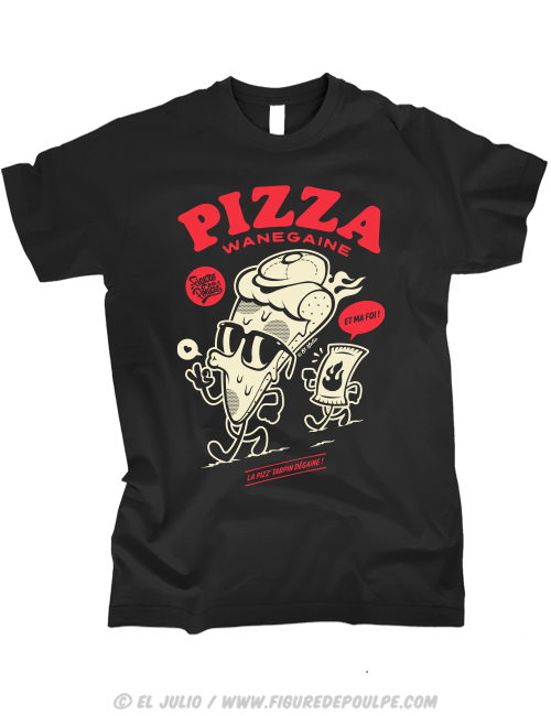 T-shirt Pizza Wanegaine Noir