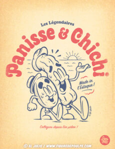 Affiche Panisse et Chichi de l'Estaque - 40X30cm -eljulio-marseille-marseillais-humour-illustration
