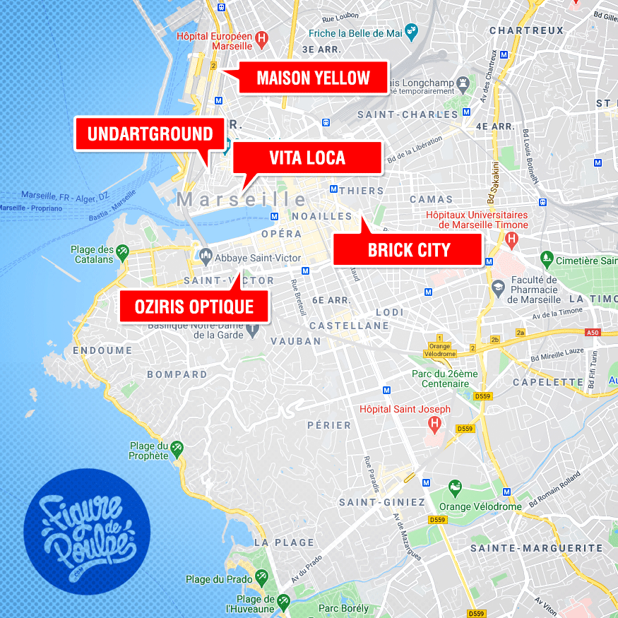 carte des revendeurs, boutiques et points de vente des t-shirts Figure de Poulpe